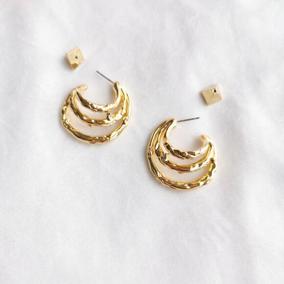 Alexis Bittar Thorn Orbit Hoop Earrings Gold Crystal Brut Collection - Picture 3 of 3